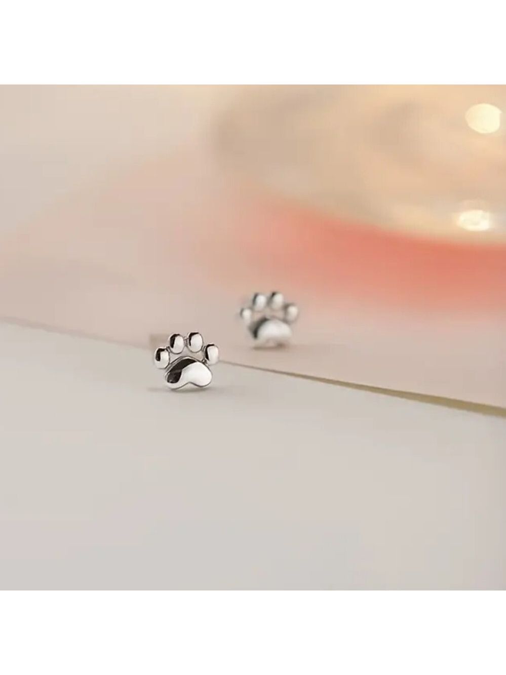 Silver PETITE  Paw Print Earrings